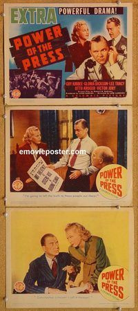 b355 POWER OF THE PRESS 3 movie lobby cards '43 Lee Tracy, Guy Kibbee