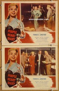 b435 PURPLE HEART DIARY 2 movie lobby cards '51 Langford, Holdren