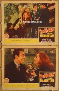 b438 REDHEAD FROM MANHATTAN 2 movie lobby cards '43 Lupe Velez