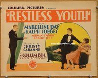 a345 RESTLESS YOUTH title lobby card '28 Marceline Day, Ralph Forbes