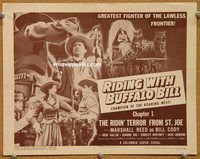a347 RIDING WITH BUFFALO BILL Chap 1 title lobby card '54 serial!