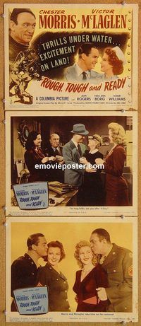 b358 ROUGH, TOUGH & READY 3 movie lobby cards '45 Chester Morris