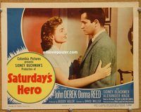 a548 SATURDAY'S HERO movie lobby card #4 '51 John Derek, Donna Reed