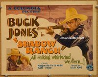 a358 SHADOW RANCH title lobby card '30 Buck Jones cowboy western!