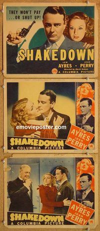 b360 SHAKEDOWN 3 movie lobby cards '36 Lew Ayres, Joan Perry