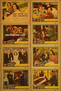 b153 SHE KNEW ALL THE ANSWERS 8 movie lobby cards '41 Joan Bennett