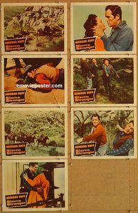 b242 SIERRA STRANGER 7 movie lobby cards '57 Howard Duff, western!