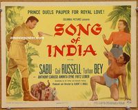 a362 SONG OF INDIA title lobby card '49 Sabu, Gail Russell, Turhan Bey