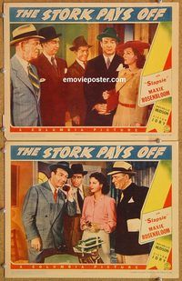 b448 STORK PAYS OFF 2 movie lobby cards '41 Slapsie Maxie Rosenbloom