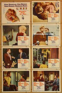 b166 STRANGERS WHEN WE MEET 8 movie lobby cards '60 Kirk Douglas, Novak