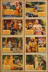 b167 STRANGLERS OF BOMBAY 8 movie lobby cards '60 berserk murder cult!