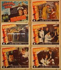 b265 SUBMARINE RAIDER 6 movie lobby cards '42 WWII, John Howard