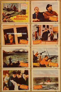 b168 SUICIDE MISSION 8 movie lobby cards '56 WWII English Navy!