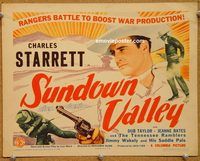 a367 SUNDOWN VALLEY title lobby card '44 Charles Starrett, western!
