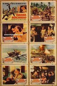 b172 TARAWA BEACHHEAD 8 movie lobby cards '58 Kerwin Mathews, WWII