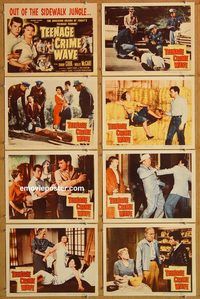 b173 TEEN-AGE CRIME WAVE 8 movie lobby cards '55 bad girls & guns!