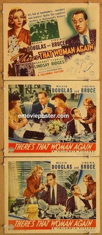 b366 THERE'S THAT WOMAN AGAIN 3 movie lobby cards '39 Melvyn Douglas