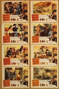 b176 THEY RODE WEST 8 movie lobby cards '54 Robert Francis, May Wynn