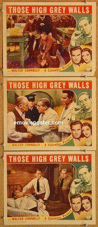 b367 THOSE HIGH GREY WALLS 3 movie lobby cards '39 prison thriller!