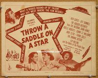a379 THROW A SADDLE ON A STAR title lobby card '46 musical western!