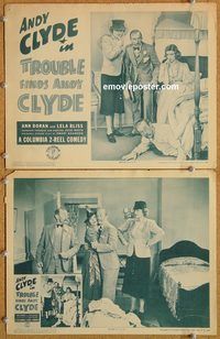 b457 TROUBLE FINDS ANDY CLYDE 2 movie lobby cards '39 Andy Clyde