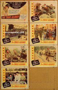 b244 TRUE GLORY 7 movie lobby cards '45 World War II, Eisenhower!