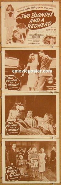 b315 TWO BLONDES & A REDHEAD 4 movie lobby cards '47 Porter, musical!