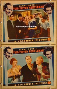 b460 TWO-FISTED GENTLEMAN 2 movie lobby cards '36 James Dunn, boxing!