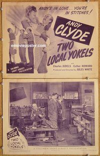 b459 TWO LOCAL YOKELS 2 movie lobby cards '45 Andy Clyde, comedy!