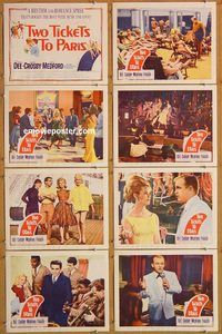 b193 TWO TICKETS TO PARIS 8 movie lobby cards '62 rock 'n' roll!