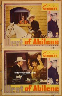 b464 WEST OF ABILENE 2 movie lobby cards '40 Charles Starrett western!