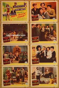 b207 WHAT'S BUZZIN' COUSIN 8 movie lobby cards '43 Ann Miller, musical!