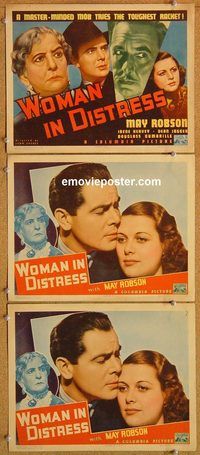 b374 WOMAN IN DISTRESS 3 movie lobby cards '37 May Robson, Dean Jagger