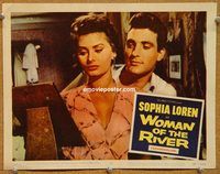 a600 WOMAN OF THE RIVER movie lobby card #8 '57 Sophia Loren close up!
