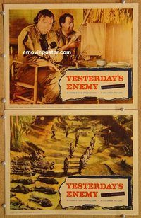 b467 YESTERDAY'S ENEMY 2 movie lobby cards '59 Hammer, World War II