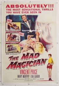 a007 MAD MAGICIAN linen one-sheet movie poster '54 Vincent Price, Murphy
