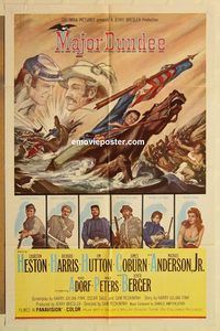 a780 MAJOR DUNDEE one-sheet movie poster '65 Heston, Richard Harris