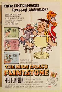 a781 MAN CALLED FLINTSTONE one-sheet movie poster '66 Hanna-Barbera!