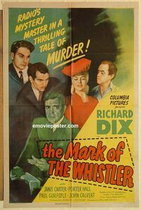 a788 MARK OF THE WHISTLER one-sheet movie poster '44 Richard Dix, Castle