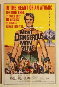 a796 MOST DANGEROUS MAN ALIVE one-sheet movie poster '61 atomic testing!