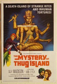 a800 MYSTERY OF THUG ISLAND one-sheet movie poster '65 Guy Madison, Italian!