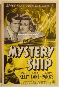 a801 MYSTERY SHIP one-sheet movie poster '41 Paul Kelly, Lola Lane
