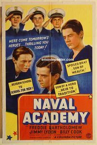 a802 NAVAL ACADEMY one-sheet movie poster '41 Freddie Bartholomew, Lydon