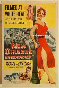 a804 NEW ORLEANS UNCENSORED one-sheet movie poster '54 Beverly Garland