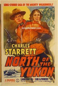 a807 NORTH OF THE YUKON one-sheet movie poster '39 Charles Starrett