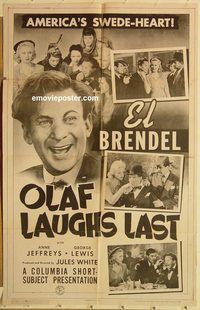 a811 OLAF LAUGHS LAST one-sheet movie poster '42 El Brendel, Anne Jeffreys