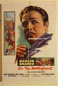 a813 ON THE WATERFRONT one-sheet movie poster '54 Marlon Brando, Kazan