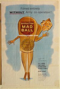 a815 OPERATION MAD BALL one-sheet movie poster '57 Jack Lemmon, Kovacs