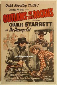 a817 OUTLAWS OF THE ROCKIES one-sheet movie poster '45 Charles Starrett