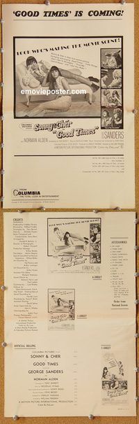 a077 GOOD TIMES movie pressbook '67 William Friedkin, Sonny & Cher